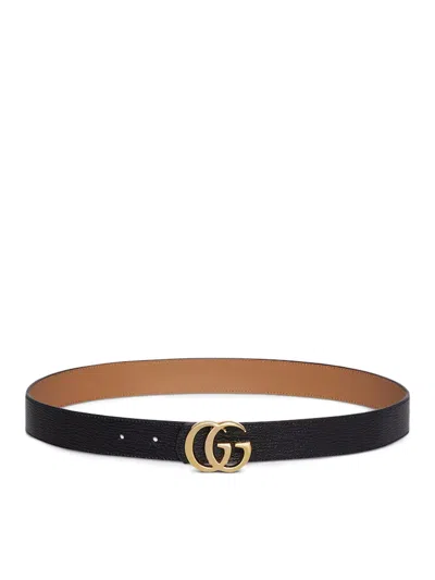 Gucci Gg Marmont Reversible Belt In Black