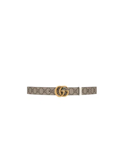 Gucci Women Gg Marmont Reversible Belt In Neutral