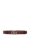 Gucci Signature Double G-buckle Reversible Leather Belt In Red