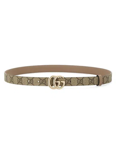 Gucci Women Gg Marmont Reversible Belt In Brown