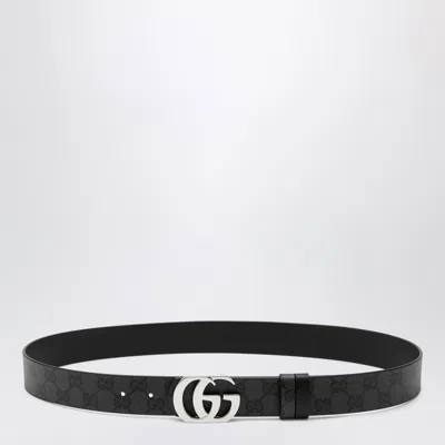 Gucci Gg Marmont Reversible Canvas And Leather Belt In Black