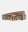 Gucci Gg Marmont Reversible Canvas And Leather Belt In Sand