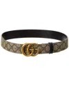 Gucci Gg Marmont Reversible Gg Supreme Canvas & Leather Belt In Black
