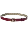 Gucci Gg Marmont Reversible Gg Supreme Canvas & Leather Belt In Red