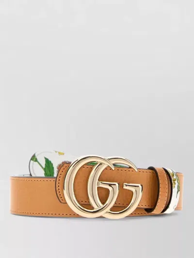 Gucci Gg Marmont Reversible Leather Belt Adjustable In Brown