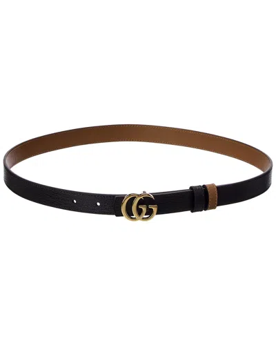 Gucci Gg Marmont Reversible Leather Belt In Black