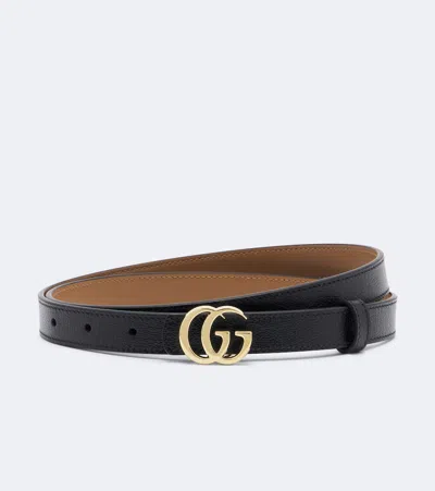 Gucci Gg Marmont Reversible Leather Belt In Blue