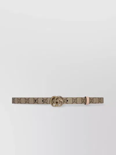 Gucci Gg Marmont Reversible Thin Belt In Brown