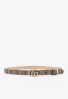 Gucci Gg Marmont Reversible Thin Belt In Animal Print