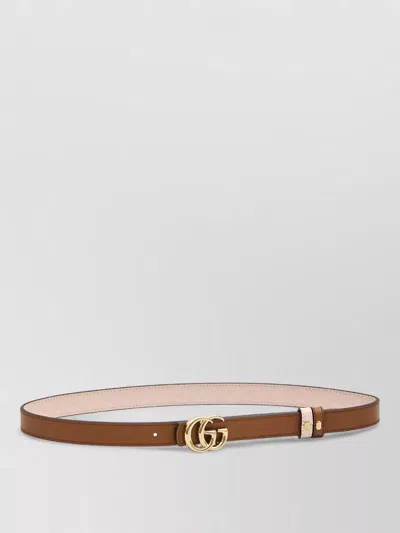 Gucci Gg Marmont Reversible Thin Belt In Brown