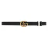 Gucci Gg Marmont Reversible Thin Belt In Black