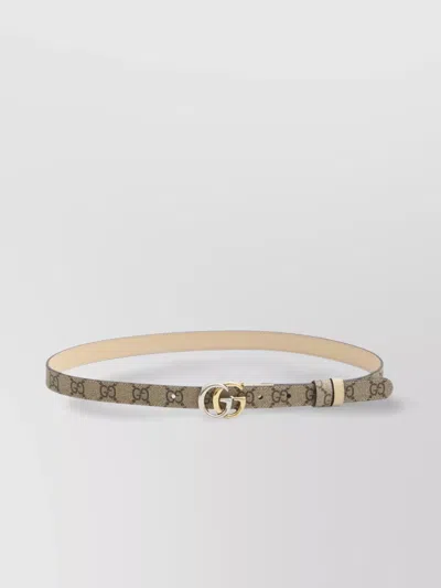 Gucci Gg Marmont Reversible Thin Belt In Neutral