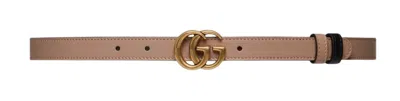 Gucci Gg Marmont Reversible Thin Belt In Pink