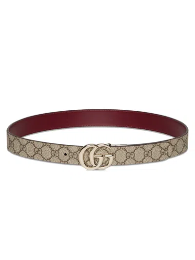 Gucci Gg Marmont Reversible Wide Belt In Neutral