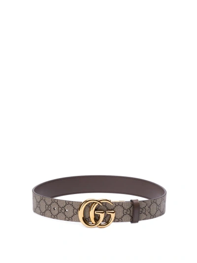 Gucci `gg Marmont` Reversible Wide Belt In Brown