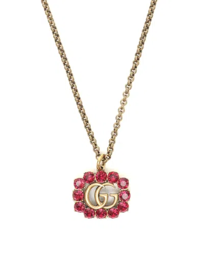 Gucci Gg Marmont Rhinestone Necklace In Metallic