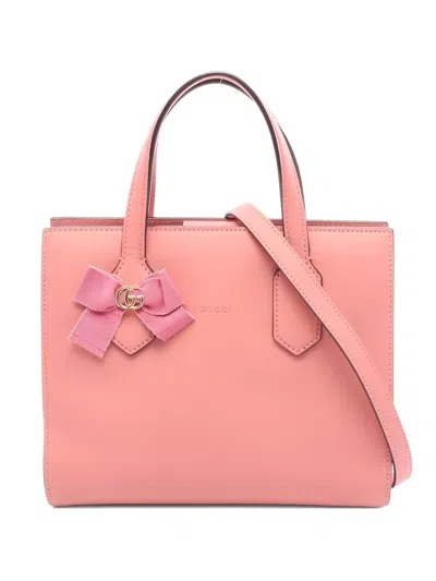 Pre-owned Gucci Gg Marmont Ribbon Two-way Handbag In Pink