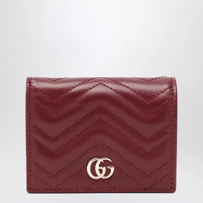 Gucci Gg Marmont Rosso Ancora Card Holder In Red
