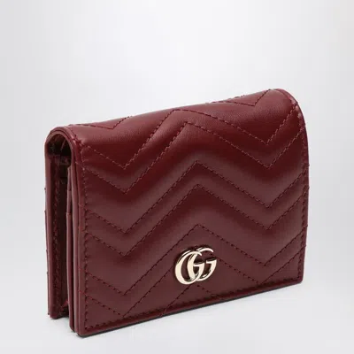 Gucci Gg Marmont Rosso Ancora Card Holder Women In Red