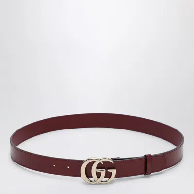 Gucci Gg Marmont Rosso Ancora Leather Belt In Red