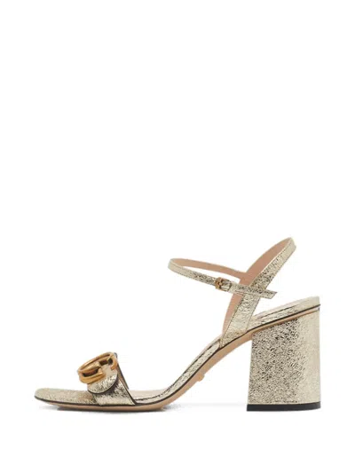 Pre-owned Gucci Gg Marmont Sandals In Gold