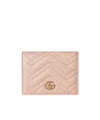 Gucci Women Gg Marmont Leather Card Case In Nude