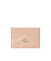 Gucci Gg Marmont Series Card Holders In Nude