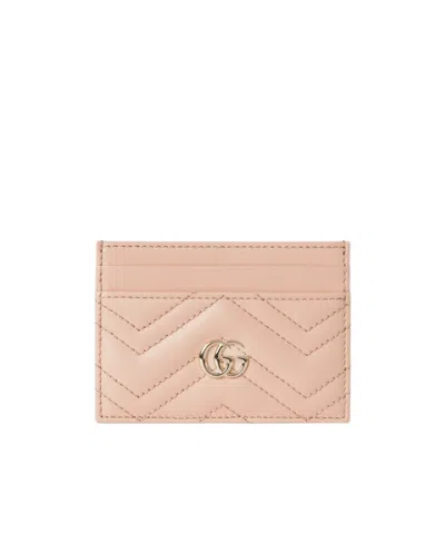 Gucci Gg Marmont Series Card Holders In Nude