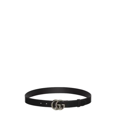 Gucci Gg Marmont Series Narrow Belt In Black