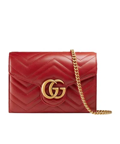 Gucci Gg Marmont Shoulder Bag In Red