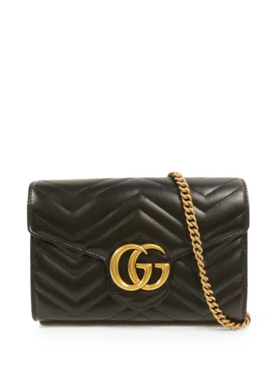 Pre-owned Gucci Gg Marmont Shoulder Bag In Black