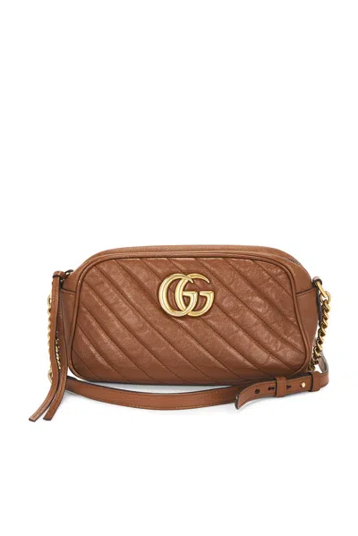 Pre-owned Gucci Gg Marmont Shoulder Bag In Brown