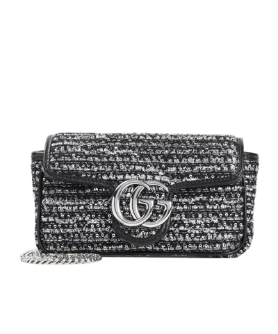 Gucci Mini Gg Marmont Super Cross Body Bag In Gray