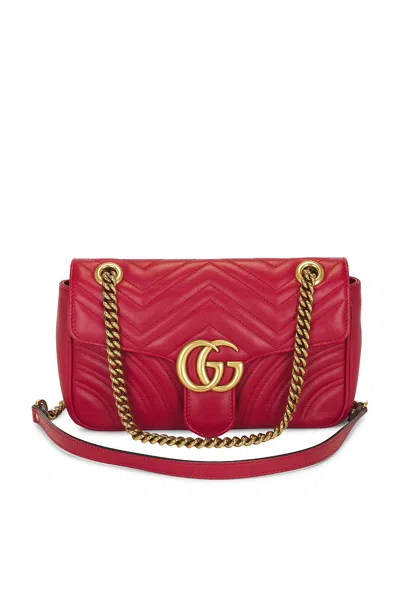 Pre-owned Gucci Gg Marmont Shoulder Bag In Hibiscus Red