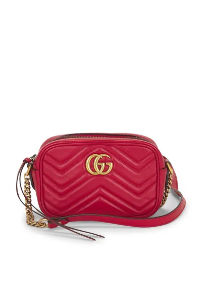 Pre-owned Gucci Gg Marmont Shoulder Bag In Hibiscus Red