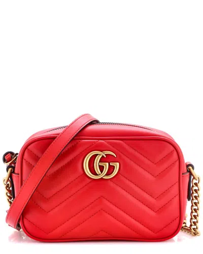 Gucci Gg Marmont Shoulder Bag Matelassé Leather Mini (authentic Pre-loved) In Neutral