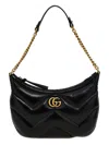 Gucci Women Black Leather Gg Marmont Shoulder Bag In Black