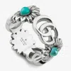 Gucci Gg Marmont Silver Turquoise  Flower Ring In Blue