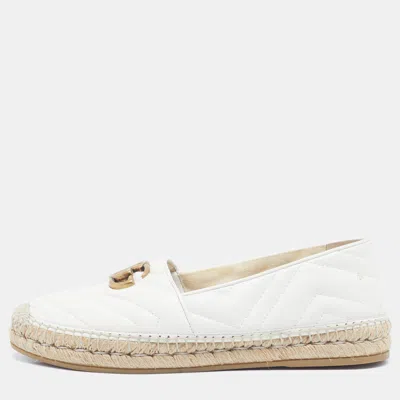 Pre-owned Gucci Gg Marmont Size 39 White Leather Espadrille Flats