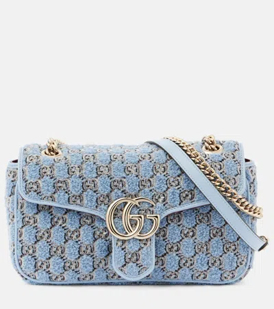 Gucci Gg Marmont Small Bouclé Shoulder Bag In Blue