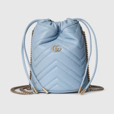 Gucci Gg Marmont Small Bucket Bag In Blue