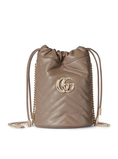Gucci Gg Marmont Small Bucket Bag In Nude