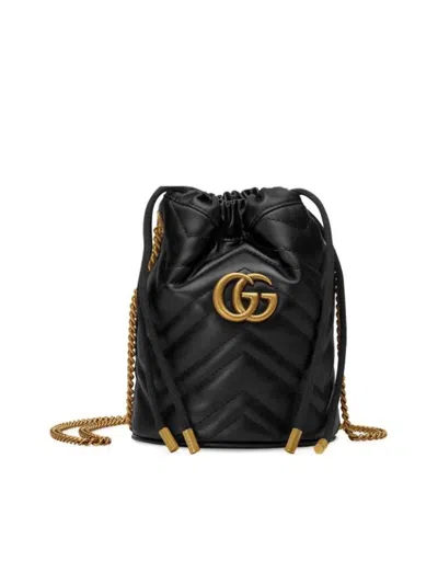 Gucci Gg Marmont Small Bucket Bag In Black