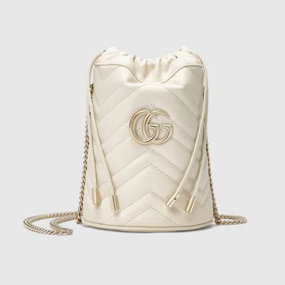 Gucci Gg Marmont Small Bucket Bag In White