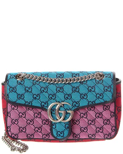 Gucci Gg Marmont Small Gg Canvas Shoulder Bag In Pink
