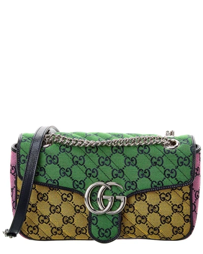 Gucci Gg Marmont Small Gg Canvas Shoulder Bag In Green