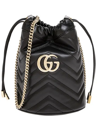Gucci Gg Marmont Small Leather Bucket Bag In Purple