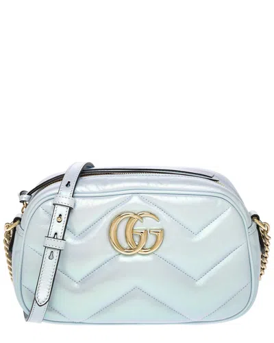 Gucci Gg Marmont Small Leather Camera Bag In Blue