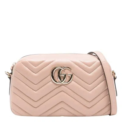 Gucci Gg Marmont Small Leather Camera Bag In Pink