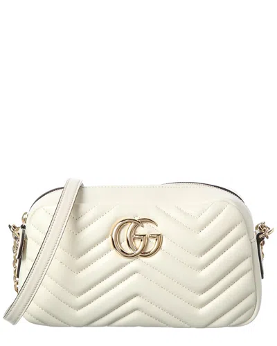 Gucci Gg Marmont Small Leather Camera Bag In White